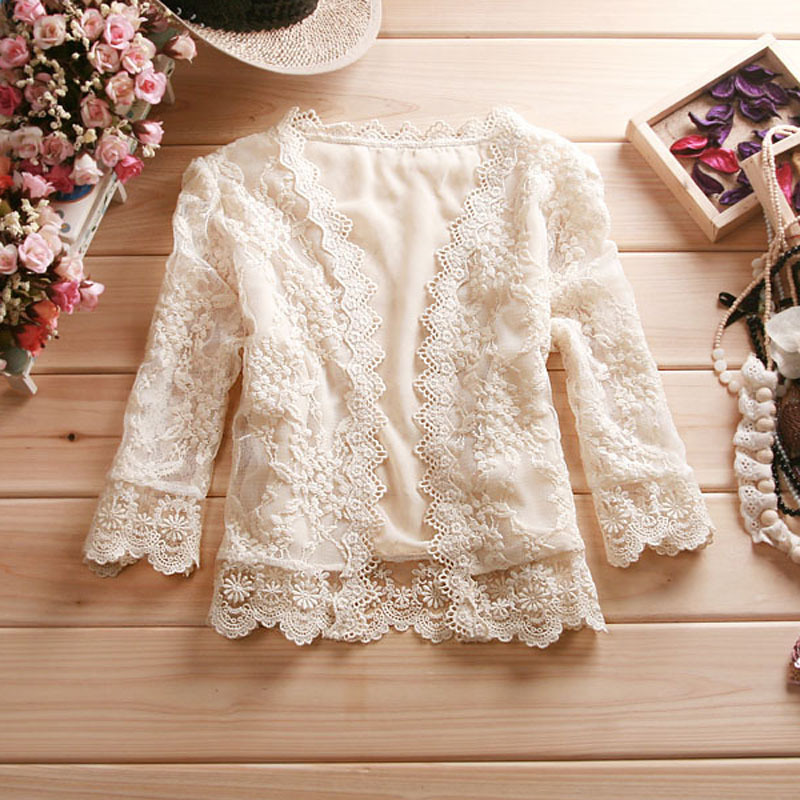 2012  women's lace decoration fifth sleeve small cardigan cape short jacket small lap sun protection clothing