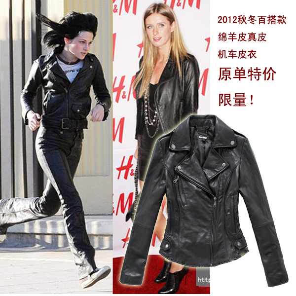 2012 women's leather clothing fashion elegant motorcycle genuine leather clothing leather jacket sheepskin