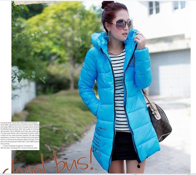 2012 women's letter print slim long design down cotton-padded jacket ZL64