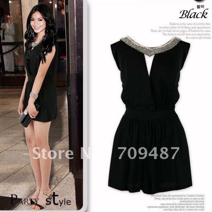 2012 women's loose beads sleeveless chiffon shorts casual jumpsuit 329