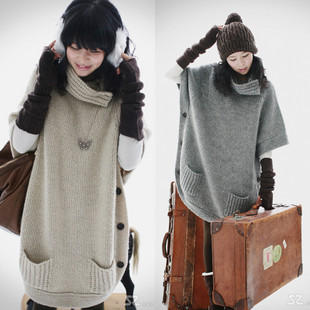 2012 women's loose pullover long design sweater autumn and winter women's turtleneck sweater thick outerwear