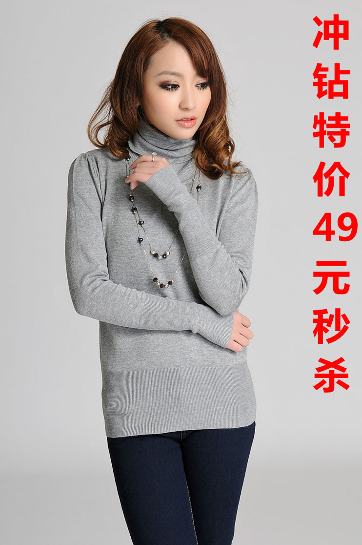 2012 women's loose turtleneck sweater plus size female basic shirt outerwear