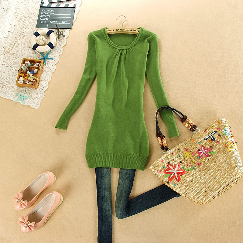 2012 women's medium-long basic sweater shirt female basic pullover sweater outerwear