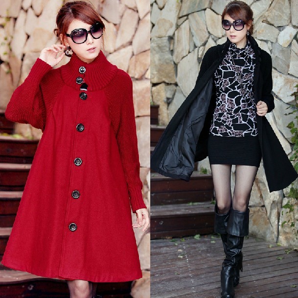 2012 women's medium-long batwing sleeve cloak skirt plus size loose trench female outerwear