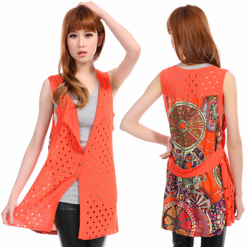 2012 women's medium-long knitted thin cardigan shirt chiffon cape sunscreen