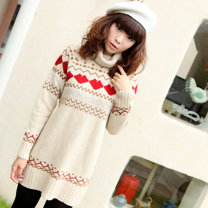 2012 women's medium-long slim basic shirt long-sleeve low Women knitted sweater