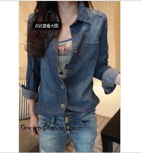 2012 women's n368 star rivet denim shirt long-sleeve