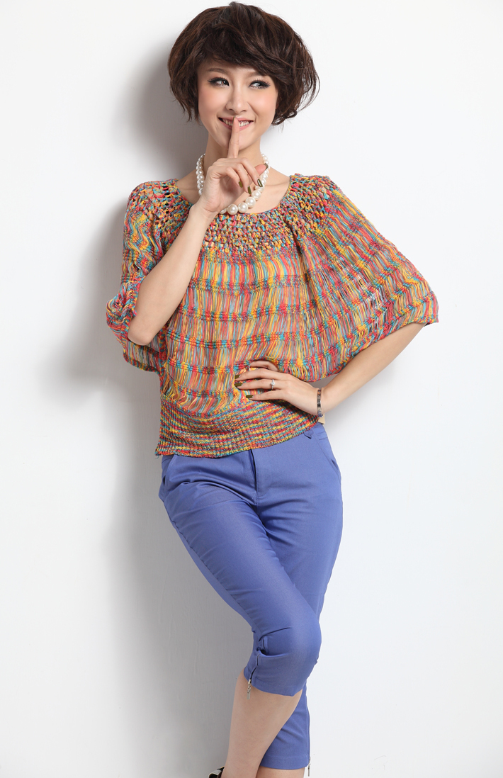2012 women's new arrival all-match precipitates cutout shirt crochet batwing sleeve sweater air conditioning shirt TYTK-001