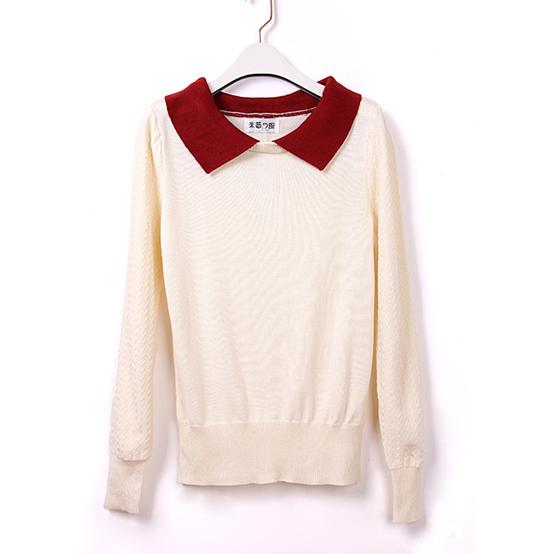 2012 women's new arrival gentlewomen solid color turn-down collar sweet wave sleeve sweater shirt 1214w SH