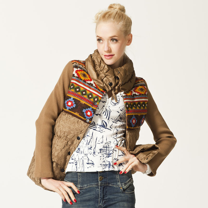 2012 women's new arrival winter thickening coffee women's colored drawing thermal wadded jacket outerwear