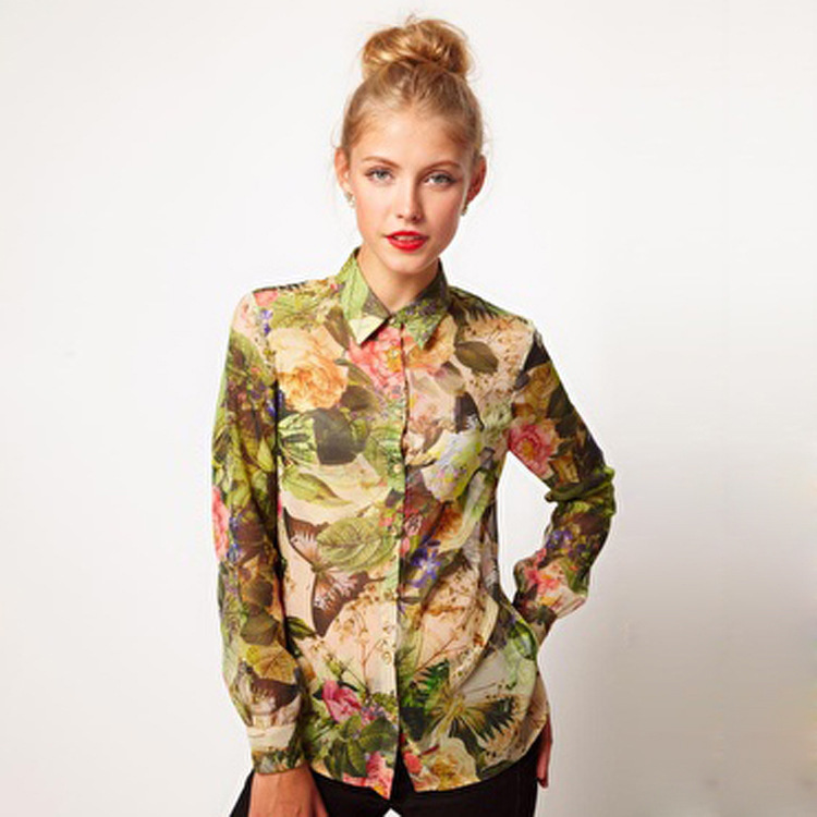 2012 Women's New Printing Stylish Temperament Long-sleeved Shirt 8986