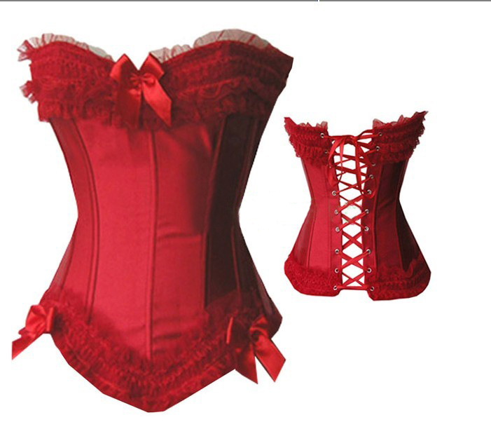 2012 Women's New Sexy red Boned Lace Up Corset Lingerie Bustier Underwear S-XXL