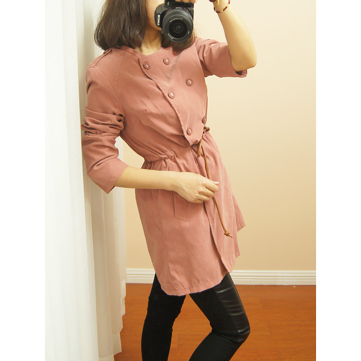 2012 women's o-neck double breasted lacing elegant long design trench outerwear