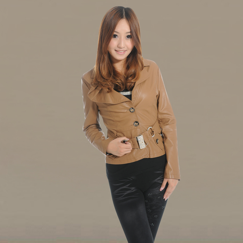 2012 women's ol slim leather clothing quality PU long-sleeve outerwear