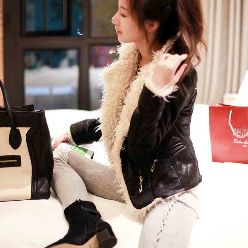 2012 women's outerwear wadded jacket slim fashion elegant berber fleece leather clothing thick 20321