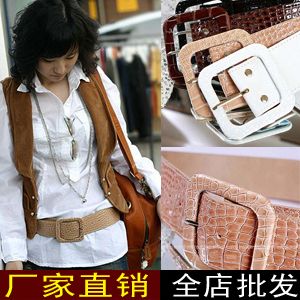 2012 women's patent leather belt vintage stone pattern leather bag buckle flat strap