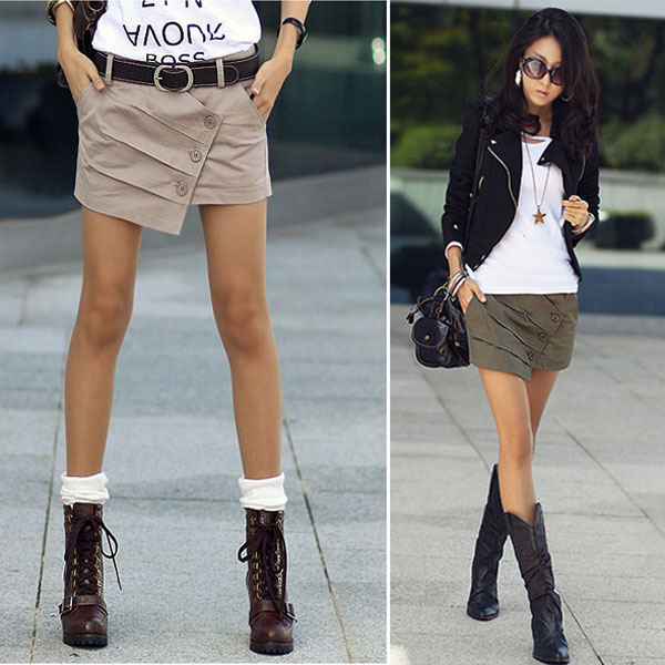 2012 women's personality irregular mid waist short skorts pleated culottes