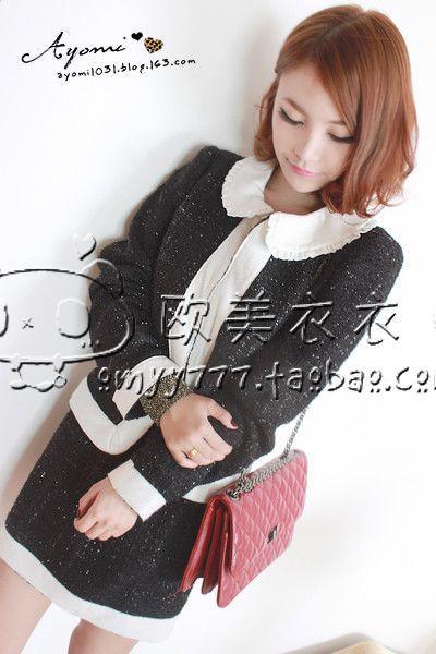 2012 women's peter pan collar all-match elegant coat skirt bust skirt xl