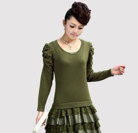 2012 women's plus size solid color ruffle skirt faux two piece sweater dress clothing leather skirt