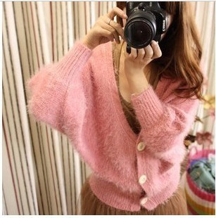 2012 women's plush loose 2 pocket sweater cardigan