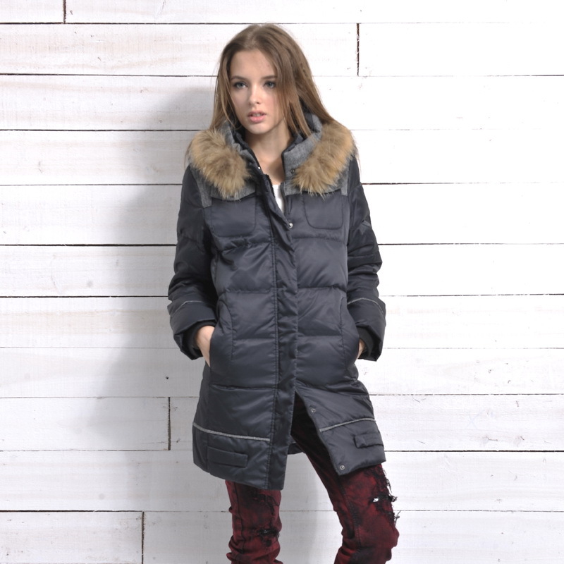 2012 women's raccoon fur medium-long down coat female