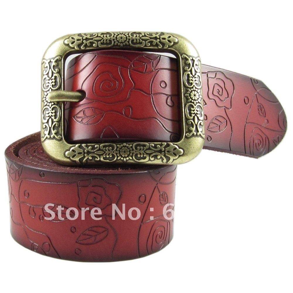 2012 women's Royal carved  vintage genuine leather Belt High Quality&Top sell 3 colors #1743