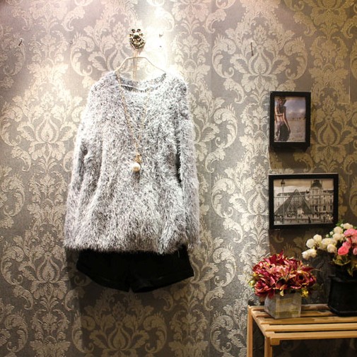 2012 women's seahorse wool sweater slim basic shirt plush sweater outerwear needle