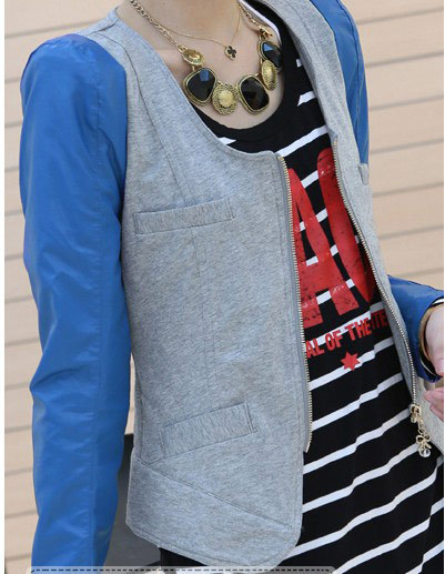 2012 women's short jacket female spring and autumn leather patchwork slim jacket top outerwear