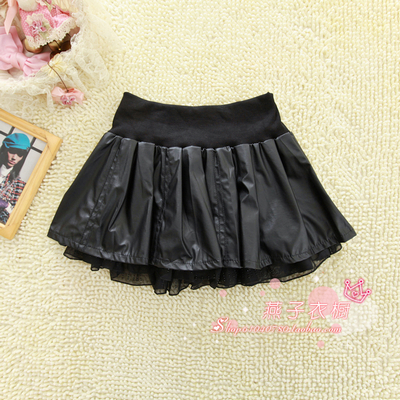 2012 women's short skirt elegant chiffon rhinestones ruffle faux leather skirt pleated skirt half-length dress boots