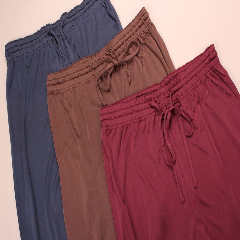 2012 women's silk solid color drawstring elastic pajama pants at home pants 3