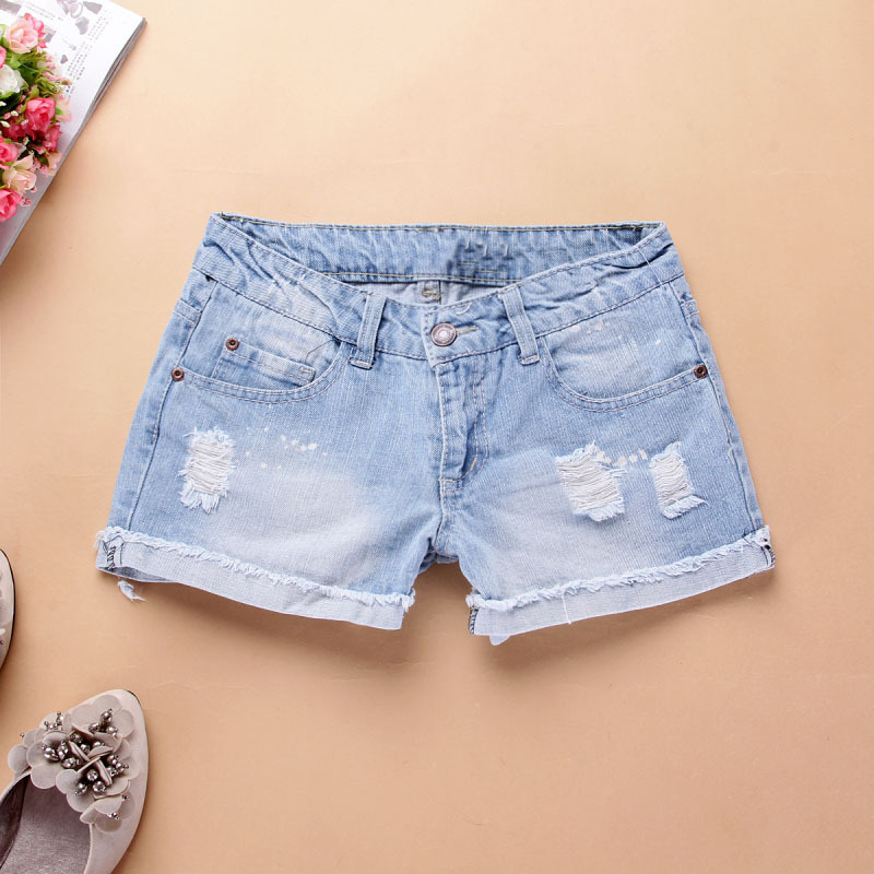 2012 women's slim distrressed roll up hem overalls denim SHORTS