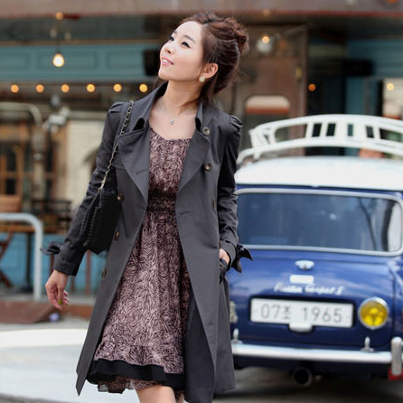 2012 women's slim double breasted trench women's long design outerwear female thickening