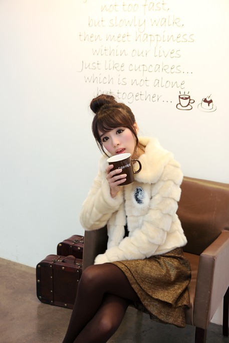 2012 women's slim faux artificial rabbit trophonema short jacket fur women's