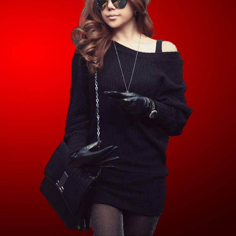2012 women's slim hip batwing sleeve medium-long sweater dress knitted outerwear shirt