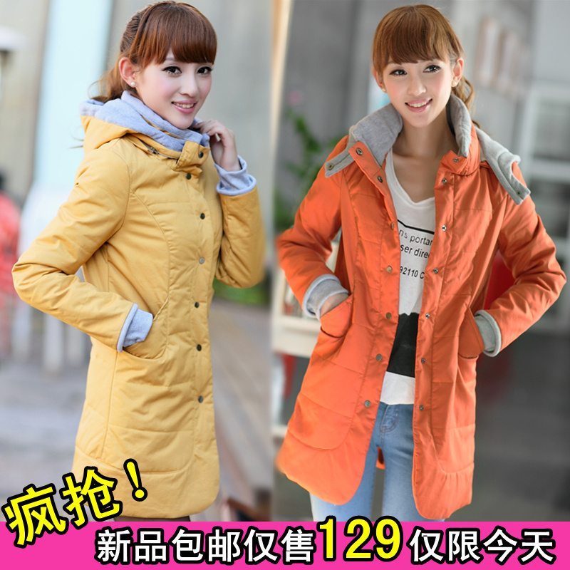 2012 women's slim medium-long cotton-padded jacket cotton-padded jacket thickening wadded jacket outerwear M-XXL
