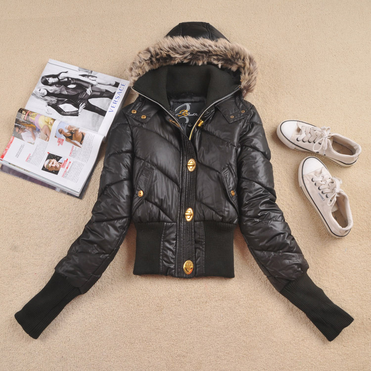 2012 women's slim short down coat wadded jacket thermal thickening female outerwear hooded plus size available 1kg
