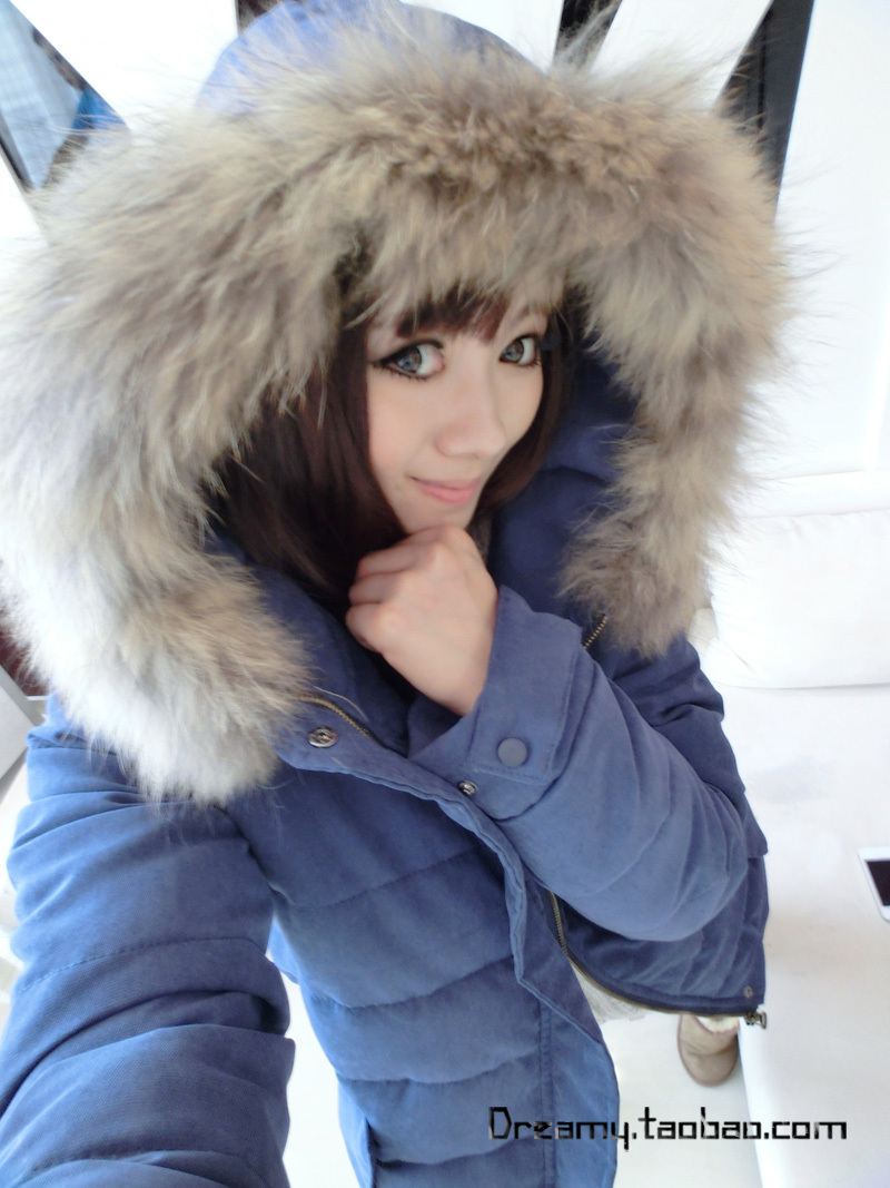 2012 women's slim thermal large fur collar cap bulkness cotton-padded jacket wadded jacket female