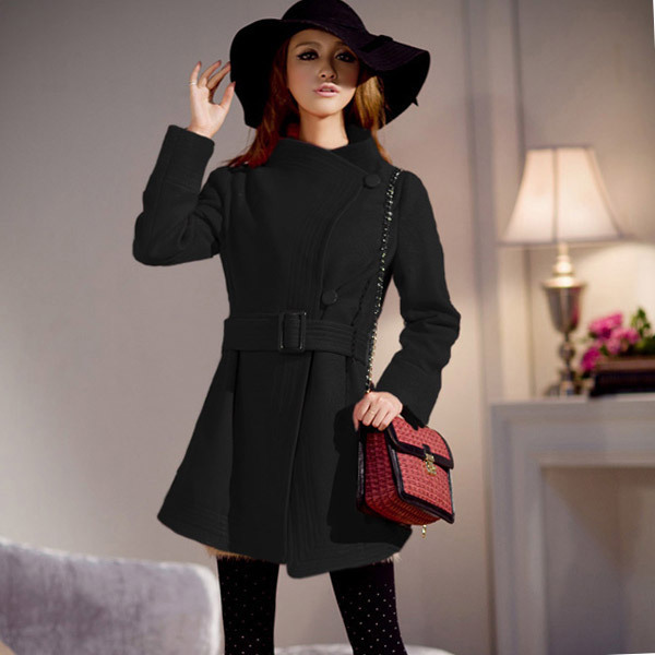 2012 women's slim woolen overcoat outerwear fur collar woolen trench female autumn