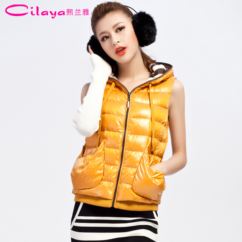 2012 women's smarten thin slim long design down vest female c2002