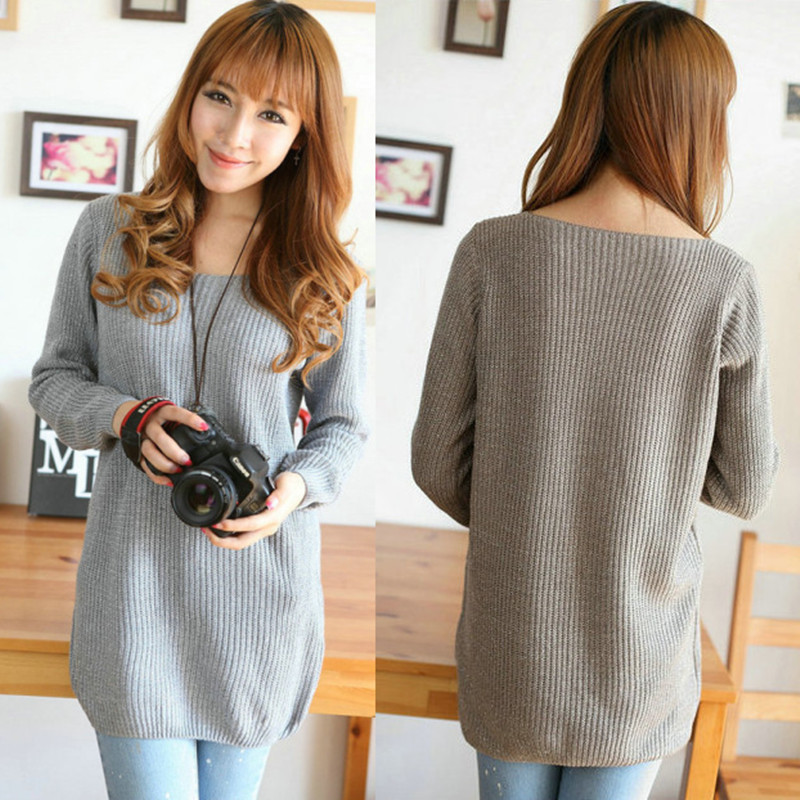 2012 women's solid color light loose plus size knitted basic sweater