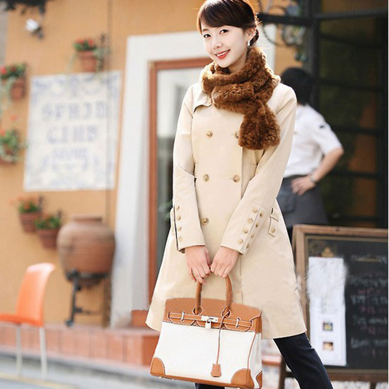 2012 women's spring and autumn long design trench pure cotton-padded coat female double breasted slim women's overcoat