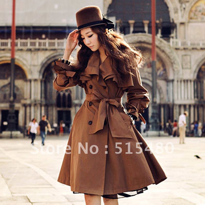 2012 women's spring and autumn outerwear medium-long slim casual overcoat women's trench