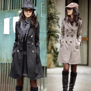 2012 women's spring and autumn outerwear medium-long slim casual overcoat women's trench