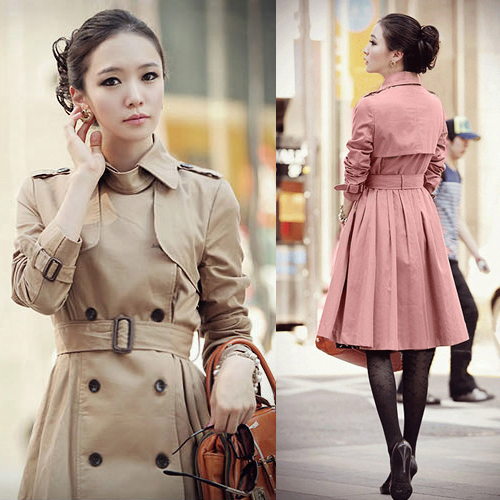 2012 women's spring and autumn women's plus size slim long design trench outerwear female