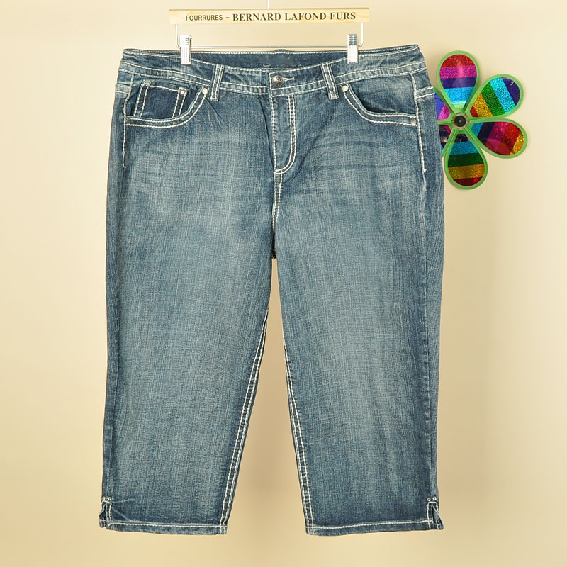 2012 women's straight jeans capris plus size 6c65k (WC001)