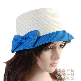 2012 women's straw braid fedoras jazz hat sun-shading flat strawhat sun hat