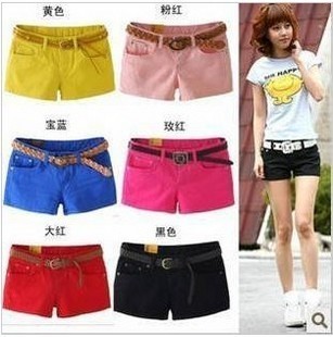 2012 women's summer faux denim candy color multicolour shorts