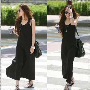 2012 Women's summer one-piece dress ultra long spaghetti strap one-piece dress tank full woman dress free shipping