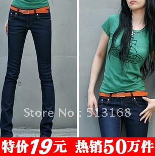 2012 Women's summer thin jeans slim pencil pants tight elastic skinny pants trousers free shipping 2 colors