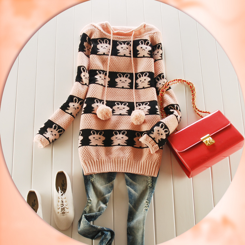 2012 women's sweater fashion medium-long with a hood long sweater casual sweater